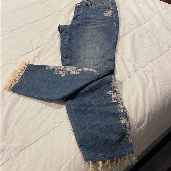 Vintage America Blue Jeans with Cream Lace Trim - Picture 8 of 8